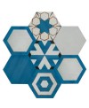 Carrelage imitation carreau ciment hexagone terrasse de piscine bleu antidérapant R11 estix 18.7x21.6cm lisboa base azul