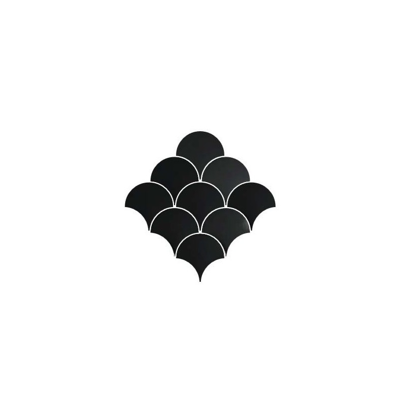 Carrelage écaille de poisson noir brillant 12.6x6.2X0.9cm pour le MUR estix mystic black