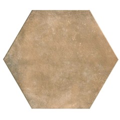 Carrelage hexagone effet terre cuite brune mat très grand format rectifié 56x48.3cm, sol et mur realparma terra