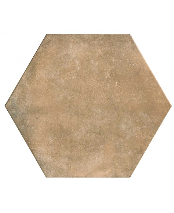 Carrelage hexagone effet terre cuite brune mat très grand format rectifié 56x48.3cm, sol et mur realparma terra