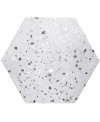 Carrelage hexagone effet terrazzo fond gris mat grand format rectifié 56x48.3cm, sol et mur realconfeti grey