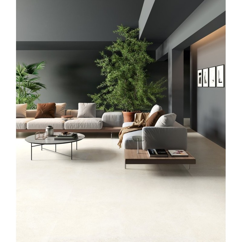 Carrelage gris imitation pierre ivoire uni mat, 60x60, 90x90, 60x120, 120x120cm rectifié, santasylkistone light