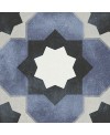Carrelage imitation carreau ciment bleu noir et blanc 15x15x0.9cm, R10 apejanette