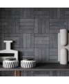 Carrelage imitation zellige effet matière pierre de lave anthracite mat, mur, 5x20cm rectifié santatetrix block dark
