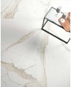 Carrelage imitation marbre blanc veiné marron poli brillant rectifié 60x60cm, 75x75cm, 75x150cm refxcalacatta