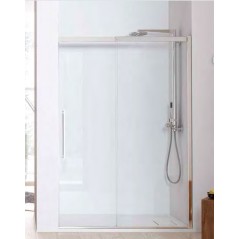 Paroi de douche fixe + coulissant verre transparent, gauche, montant ALU chromé, hauteur 210cm megxsolodocciaevo