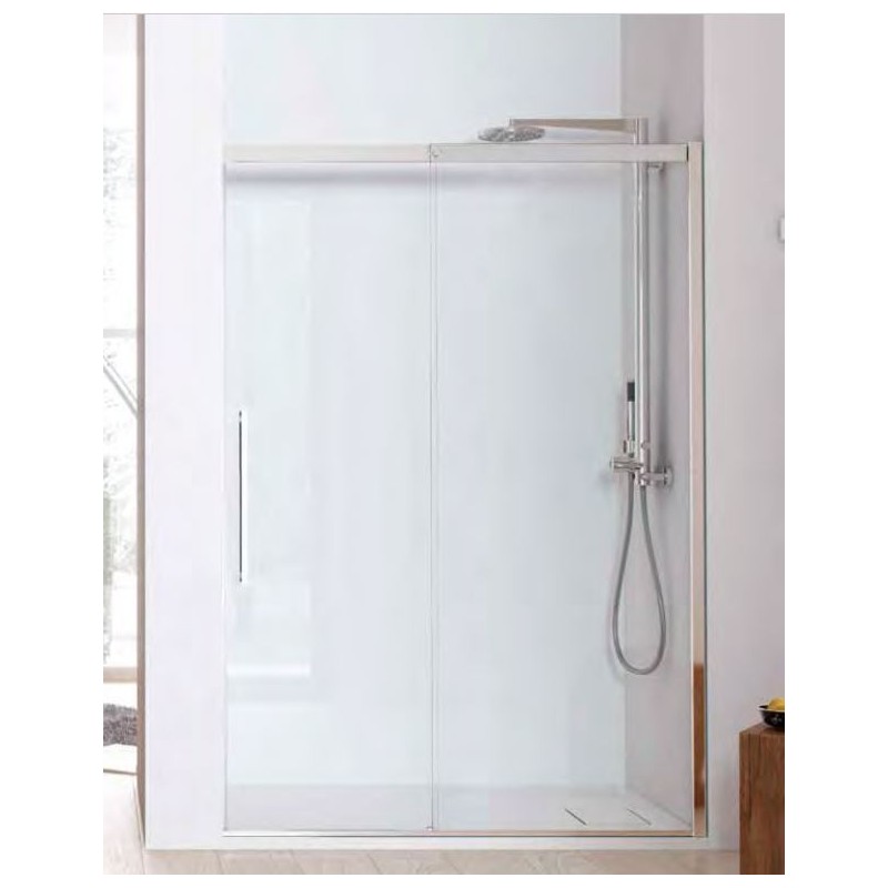 Paroi de douche fixe + coulissant verre transparent, gauche, montant ALU chromé, hauteur 210cm megxsolodocciaevo