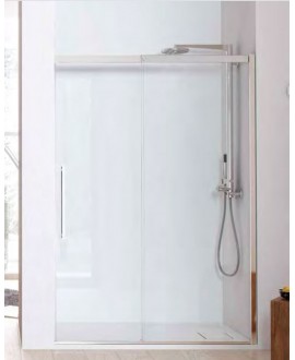 Paroi de douche fixe + coulissant verre transparent, gauche, montant ALU blanc mat, hauteur 210cm megxsolodocciaevo