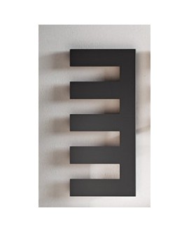 Sèche-serviette radiateur électrique design, salle de bain Antpetine droit noir mat 122.5x55cm