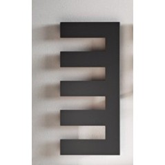 Sèche-serviette radiateur électrique design, salle de bain Antpetine droit noir mat 122.5x55cm