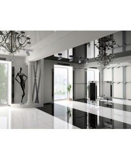 Carrelage damier blanc et noir pur brillant grand passage, rectifié 80x80X0.6cm, lafxabsolut