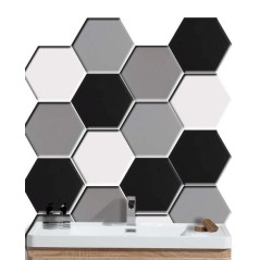 Carrelage hexagone mat uni noir, blanc, gris, silver , sol et mur, épaisseur 9mm, 22x25cm pasicmonocolor