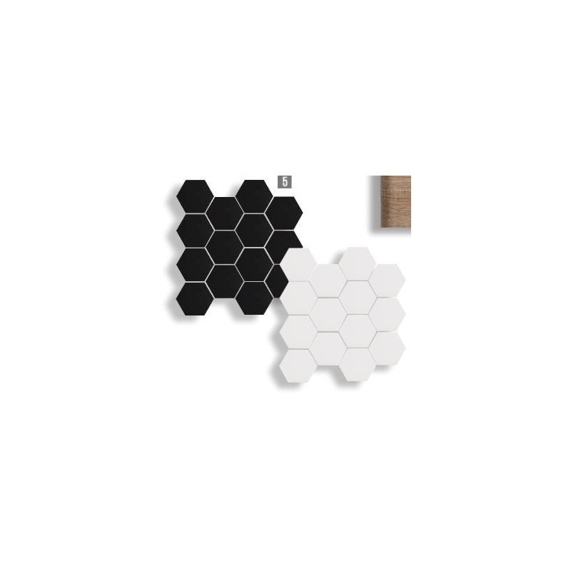 Mosaique carrelage hexagone 6x7cm mat uni noir ou blanc sur trame 27x28cm, sol et mur, épaisseur 9mm, pasicmonocolor