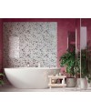 Carrelage décor brillant épaisseur 8.5mm, mur, fleurs sur fond blanc 25x75cm savbotanical romantic