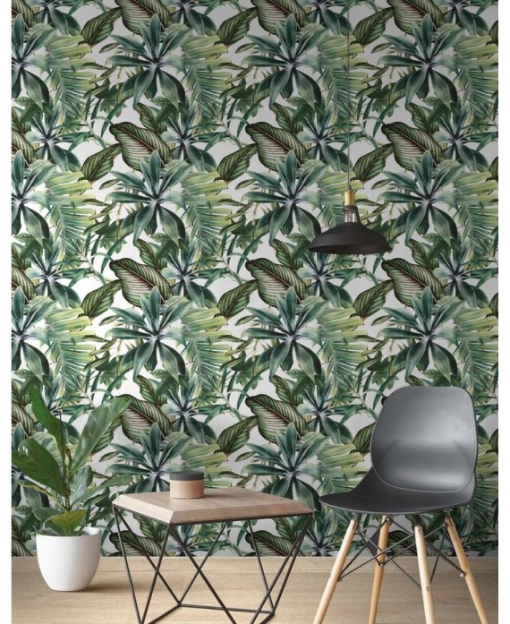 Carrelage décor brillant épaisseur 8.5mm, mur, feuilles vertes 25x75cm savbotanical green savage