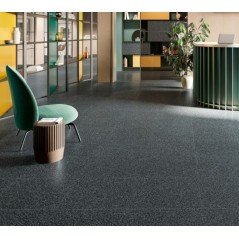 Carrelage imitation terrazzo noir rectifié 60x60x0.9cm norme UPEC refxflake black small