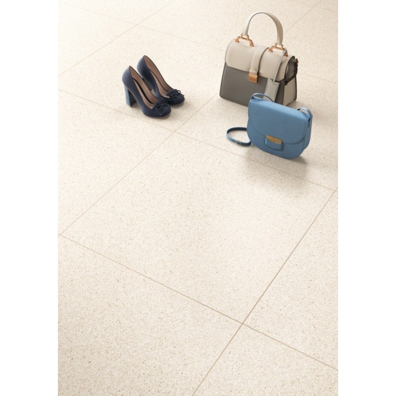 Carrelage imitation terrazzo ivoire rectifié 60x60x0.9cm norme UPEC refxflake beige small