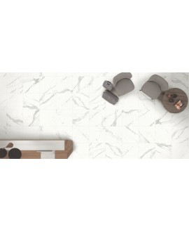 Carrelage imitation marbre blanc veiné noir mat rectifié 60x60cm, 75x75cm, 75x150cm refxstatuario soft