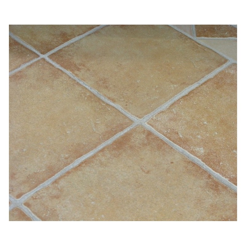 Carrelage en grès cérame émaillé imitation terre cuite en format 34x34cm, peut être posé à l'intérieur de la maison.
