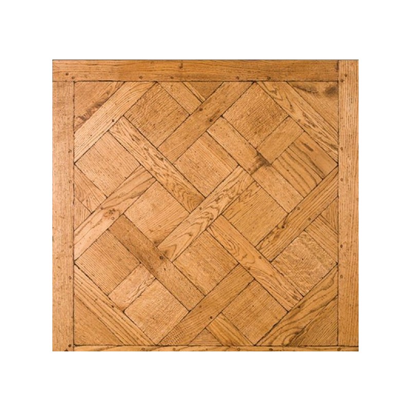 Parquet vieilli ancien chêne massif français versailles , doré antique huilé , ép : 14 mm , 80cmx80cm chx