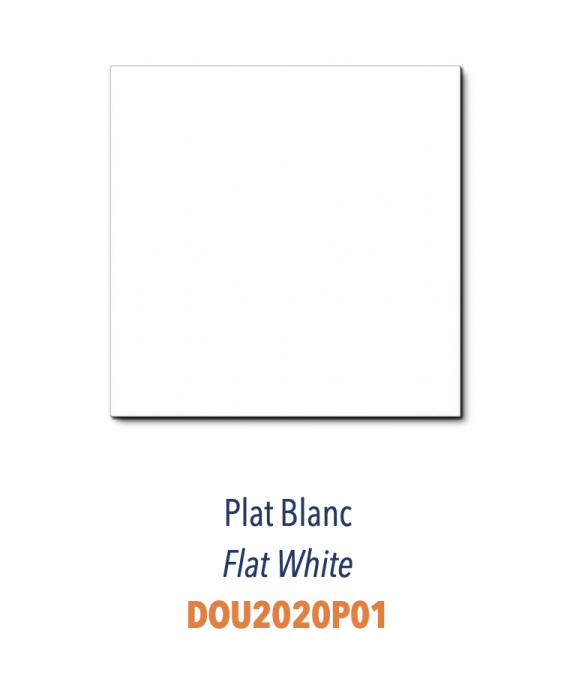 Carrelage plat blanc brillant de tradition à composer avec decor fond blanc Dif 20x20x0.7cm DOU2020P01