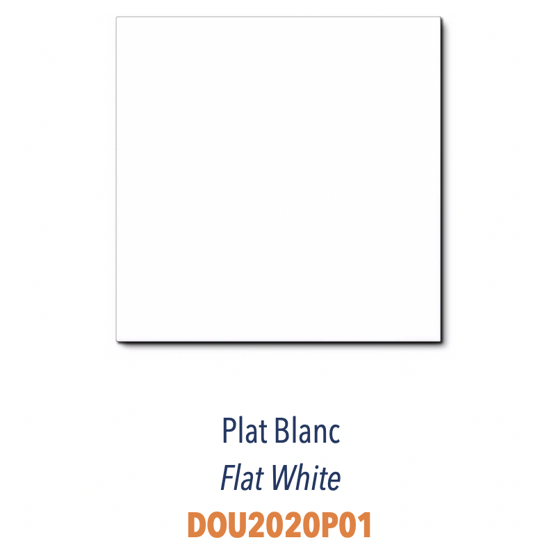 Carrelage plat blanc brillant de tradition à composer avec decor fond blanc Dif 20x20x0.7cm DOU2020P01