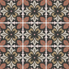 Carrelage imitation carreau ciment rose orange et noir 15x15x0.9cm dans la cuisine R10 apegdaisy day