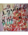 Peinture contemporaine, tableau street art, acrylique et collage sur toile 100x100cm "Hide in your shell"