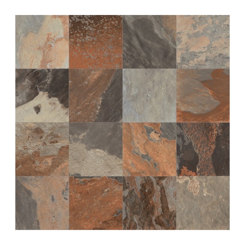 Carrelage imitation pierre ardoise rouille mat antidérapant R11 30x60,5, 60x60cm, 60x120cm edimore sunset