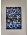 Peinture contemporaine, tableau moderne figuratif, acrylique sur toile 100x73cm: étude en vert et bleu 1
