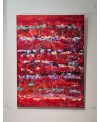 Peinture contemporaine, tableau moderne figuratif, acrylique sur toile 100x73cm: étude en rouge 1