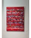 Peinture contemporaine, tableau moderne figuratif, acrylique sur toile 100x73cm: étude en rouge 1