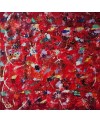 Peinture contemporaine, tableau moderne figuratif, acrylique sur toile 80x80cm: étude en rouge 2