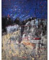 Peinture contemporaine, tableau moderne abstrait, acrylique sur toile 116x89cm: abstraction de nuit1
