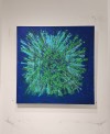 Peinture contemporaine, tableau moderne abstrait, acrylique sur toile 80x80cm: étoile verte2