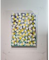 Peinture, tableau contemporain, tableau abstrait, acrylique sur toile 60x80cm: papillons blanc et jaunes