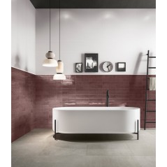 Carrelage salle de bain moderne mural santastripebrick mauve 7.3x30cm