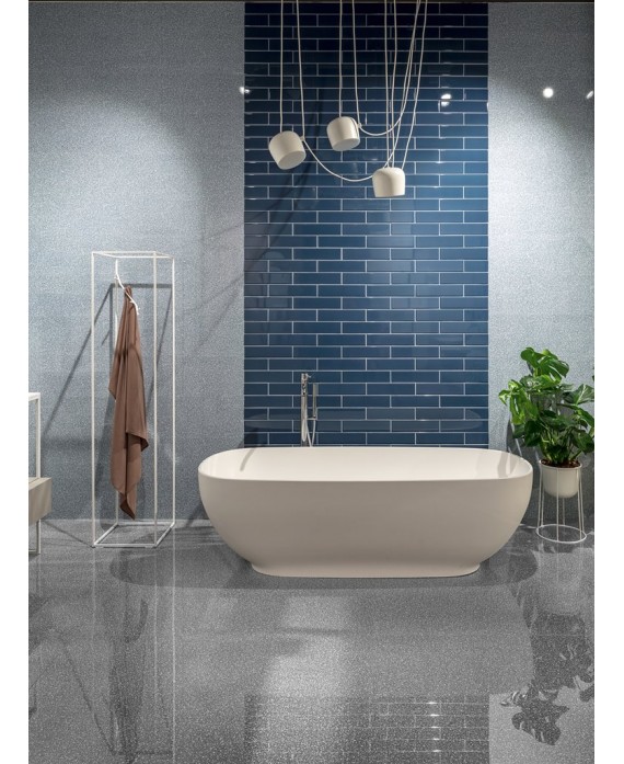 Carrelage salle de bain moderne mural santasolidbrick bleu 7.3x30cm