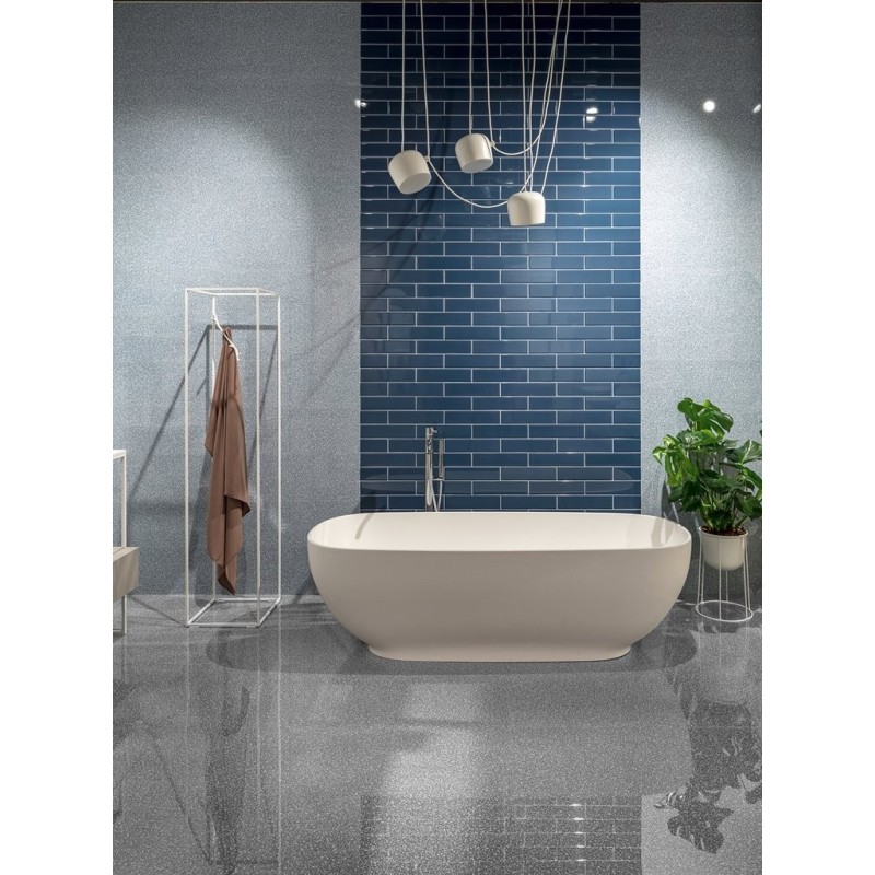 Carrelage salle de bain moderne mural santasolidbrick bleu 7.3x30cm