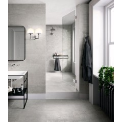 Carrelage, salle de bain, imitation métal argent 60x60cm, santoxydart silver.