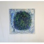 Tableau contemporain big bang vert et bleu sur fond bleu acrylique sur toile 100x100cm Tableau contemporain big bang vert et bleu sur fond bleu acrylique sur toile 100x100cm