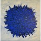 Peinture contemporaine, tableau moderne abstrait, Big Bang bleu foncé sur fond ivoire acrylique sur toile 100x100cm Peinture contemporaine, tableau moderne abstrait, Big Bang bleu foncé sur fond ivoire acrylique sur toile 100x100cm