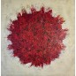 Peinture contemporaine, tableau moderne abstrait, acrylique sur toile 100x100cm, big bang rouge sur fond ivoire Peinture contemporaine, tableau moderne abstrait, acrylique sur toile 100x100cm, big bang rouge sur fond ivoire