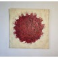 Peinture contemporaine, tableau moderne abstrait, acrylique sur toile 100x100cm, big bang rouge sur fond ivoire Peinture contemporaine, tableau moderne abstrait, acrylique sur toile 100x100cm, big bang rouge sur fond ivoire