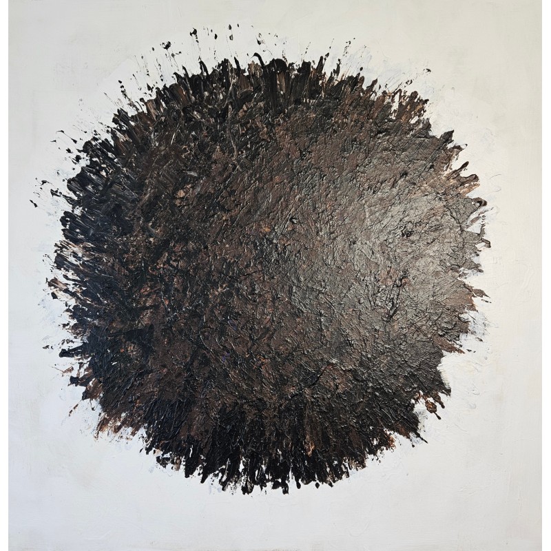 Peinture contemporaine, tableau abstrait Big Bang noir sur fond blanc acrylique sur toile 100x100cm Peinture contemporaine, tableau abstrait Big Bang noir sur fond blanc acrylique sur toile 100x100cm