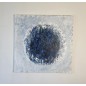 Peinture contemporaine, abstraite Big Bang bleu foncé sur fond bleu clair: acrylique sur toile 100x100cm Peinture contemporaine, abstraite Big Bang bleu foncé sur fond bleu clair: acrylique sur toile 100x100cm