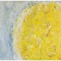 Peinture abstraite contemporaine Big bang jaune vif sur fond bleu clair: acrylique sur toile 100x100cm Peinture abstraite contemporaine Big bang jaune vif sur fond bleu clair: acrylique sur toile 100x100cm