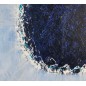 Peinture abstraite contemporaine Big Bang bleu foncé sur fond clair: acrylique sur toile 100x100cm Peinture abstraite contemporaine Big Bang bleu foncé sur fond clair: acrylique sur toile 100x100cm