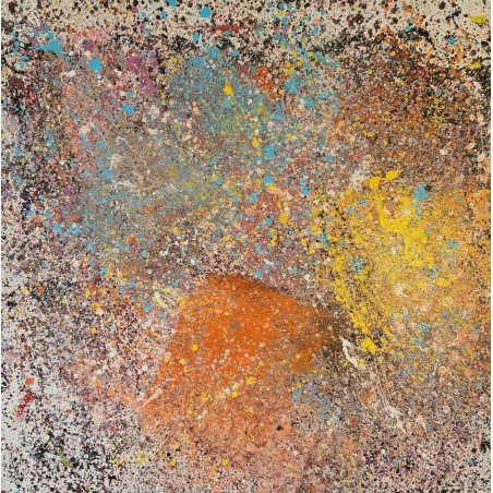 Etude en rouge jaune bleu, peinture acrylique sur toile 100x100cm
