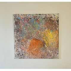 Etude en rouge jaune bleu, peinture acrylique sur toile 100x100cm